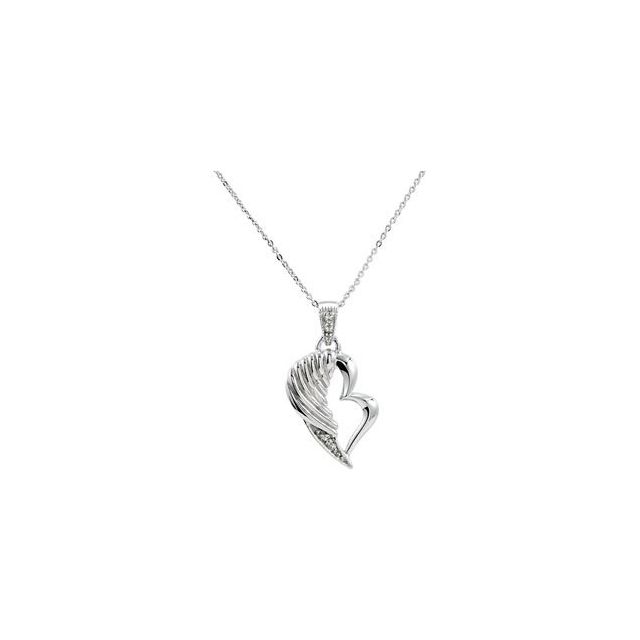 Sterling Silver Imitation White Cubic Zirconia The Broken Wing 18' Necklace