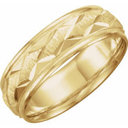 14k Yellow 7 Mmmilgrain Geometric Faceted Comfort-fit Band Size 13.5