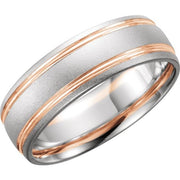 14k White/rose 7 M Grooved Comfort-fit Band Size 14.5