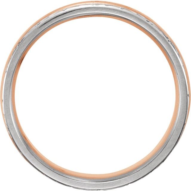14K White/Rose/White 6 mm Design-Engraved Band Size 10