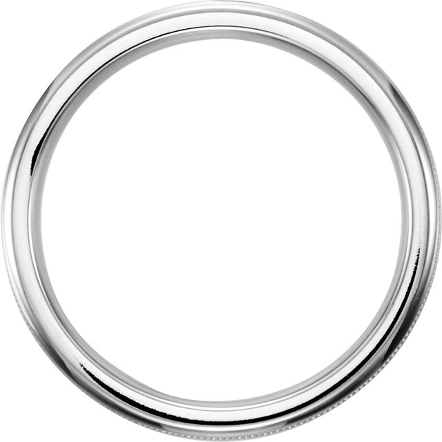 14K White 6 mm Flat Band with Milgrain Size 10
