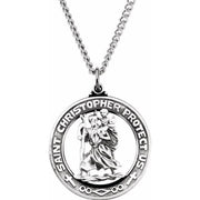 Sterling Silver 29 mm St. Christopher Medal 24' Necklace