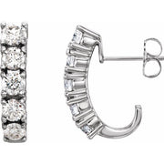 14K White 1 1/2 CTW Natural Diamond Hoop Earrings