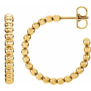 14k Yellow Beaded 21 Mm Hoop Earrings
