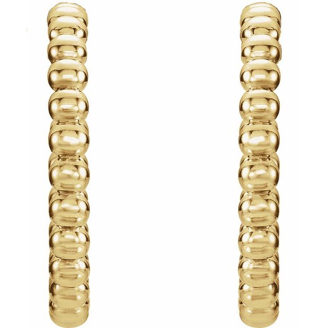 14k Yellow Beaded 21 Mm Hoop Earrings