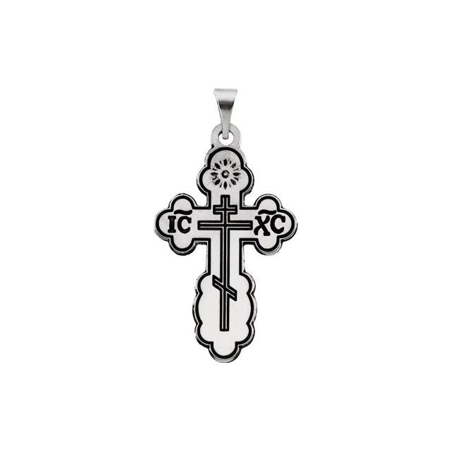 14K White 26x17 mm Orthodox Cross Pendant