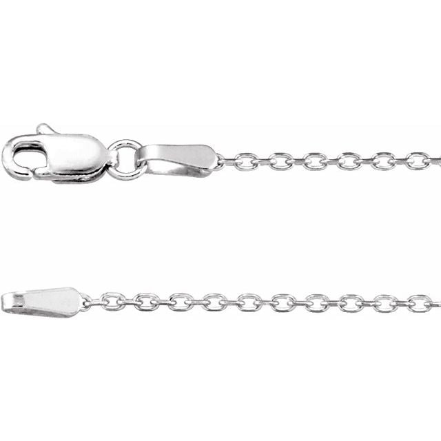 18K White 1.4 mm Diamond-Cut Cable 18' Chain