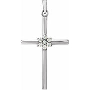 14k White 1/10 Ctw Natural Diamond Cross Pendant