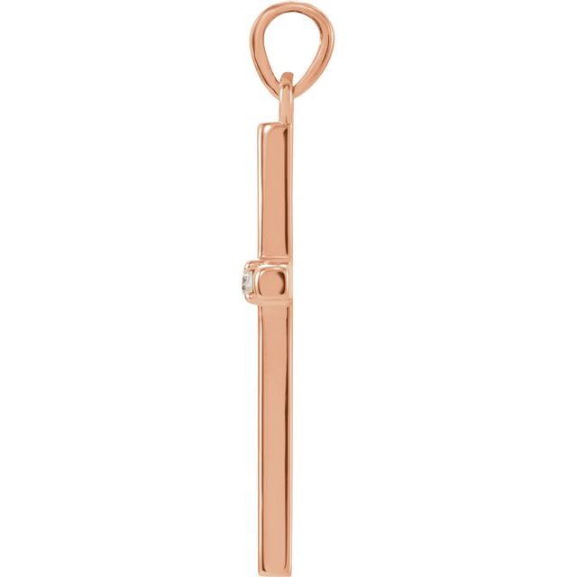 14k Rose .02 Ct Natural Diamond Cross Pendant
