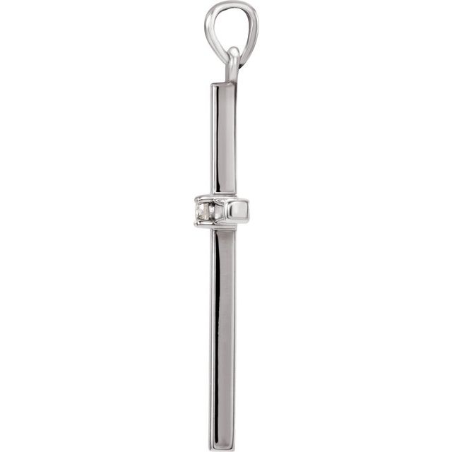 14k White .03 Ct Natural Diamond Cross Pendant