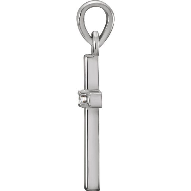 Sterling Silver .01 Ct Natural Diamond Cross Pendant