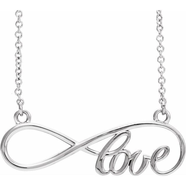 Sterling Silver 27.5x8.4 Mm Infinity-inspired Love 17' Necklace