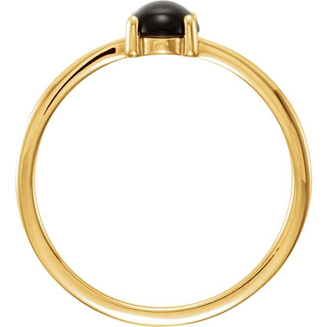 14k Yellow 8x6 Mm Oval Natural Black Onyx Cabochon Ring