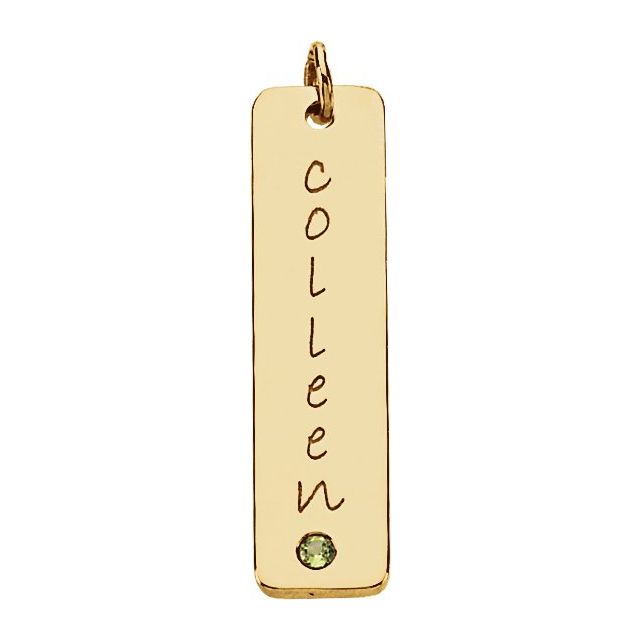18k Yellow Vermeil Posh Mommy® Engravable Tall Tag Pendant Mounting
