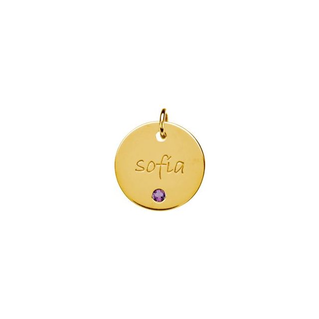18k Yellow Vermeil Posh Mommy® Engravable Large Disc Pendant Mounting