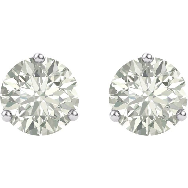 14k White 8 Mm Round Forever One™ Lab-grown Moissanite Earrings