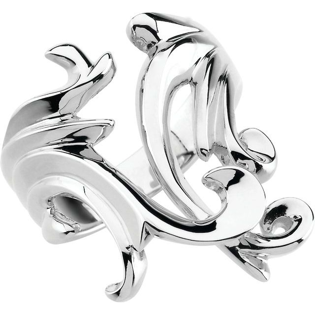 14K White Freeform Ring