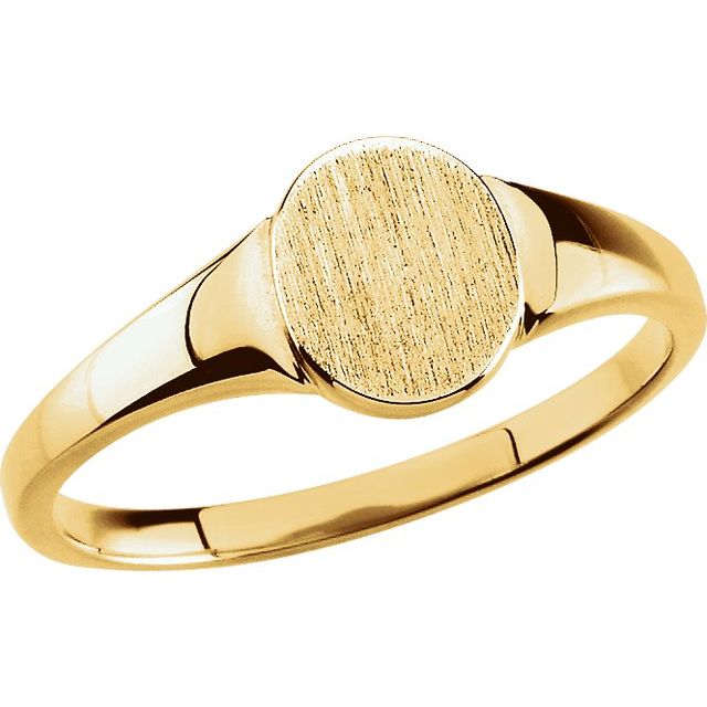 14k Yellow 7x6 Mm Oval Signet Ring Size 6