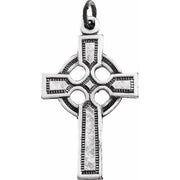 14K White Celtic-Inspired Cross Pendant