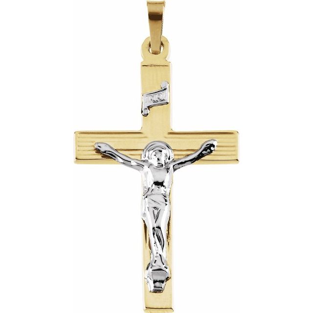 14K Yellow & White 29x19 mm Crucifix Pendant