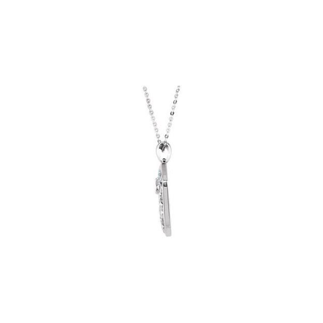 Sterling Silver 1.5 mm Round Imitation Blue Cubic Zirconia Handprints 18' Necklace