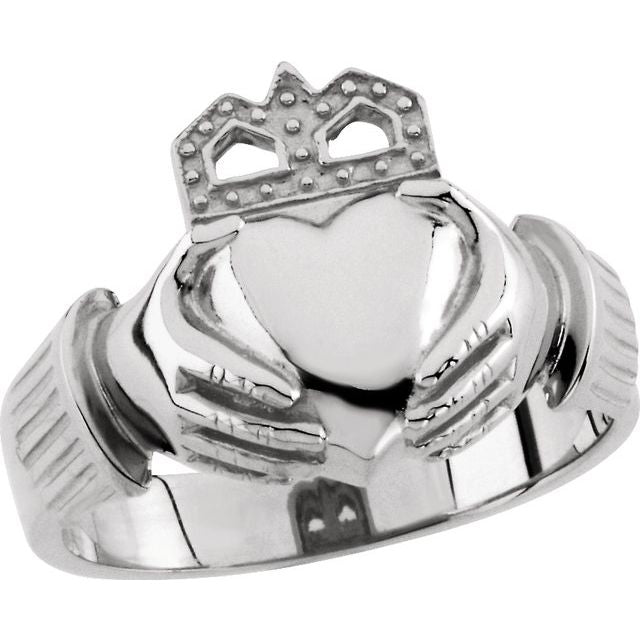 Sterling Silver 15x11 mm Claddagh Band