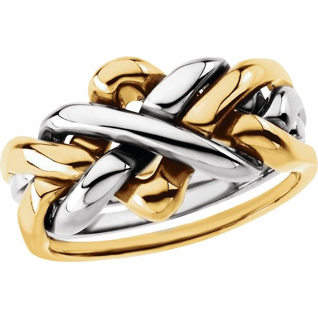 14k Yellow/white 12.5 Mm 4-piece Puzzle Band