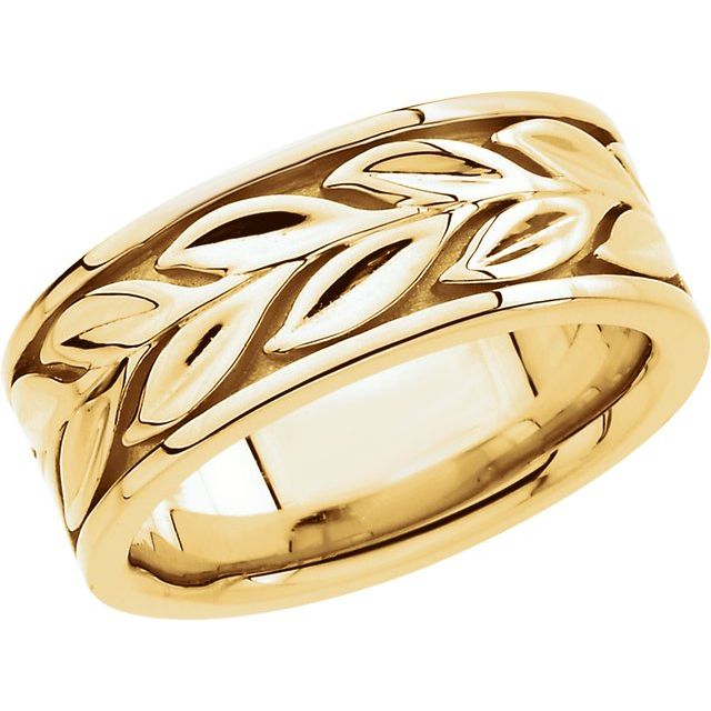 14k Yellow 8 Mm Floral Band Size 8