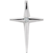 14K White .025 CTW Natural Diamond Cross Pendant
