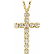 14k Yellow 1/8 Ctw Natural Diamond Cross Pendant