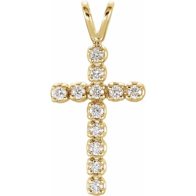 14k Yellow 1/8 Ctw Natural Diamond Cross Pendant