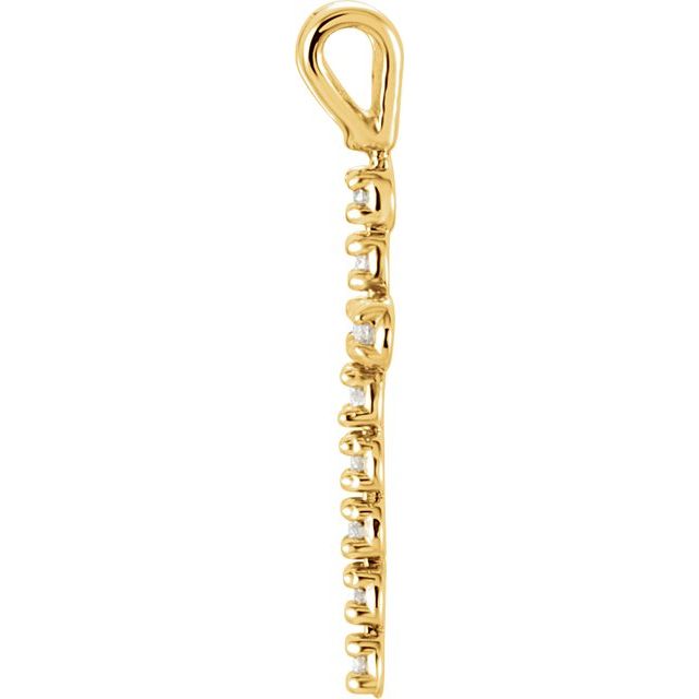 14k Yellow 1/8 Ctw Natural Diamond Cross Pendant