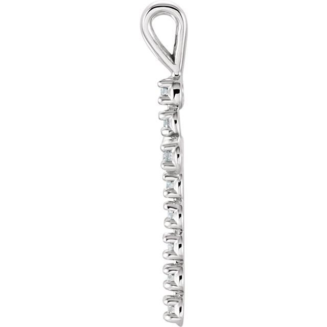 14K White 1/8 CTW Natural Diamond Cross Pendant