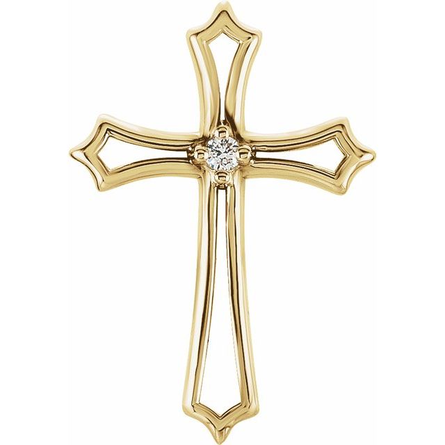 14k Yellow .015 Ctw Natural Diamond Cross Pendant