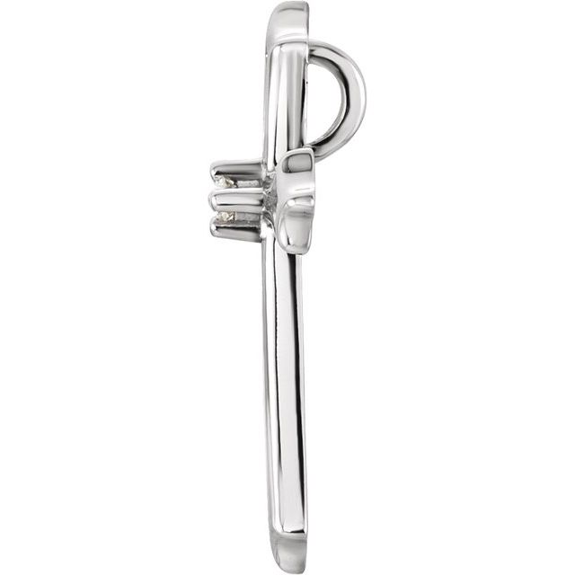 14K White .015 CTW Natural Diamond Cross Pendant