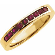14K Yellow Natural Ruby Anniversary Band Size 7