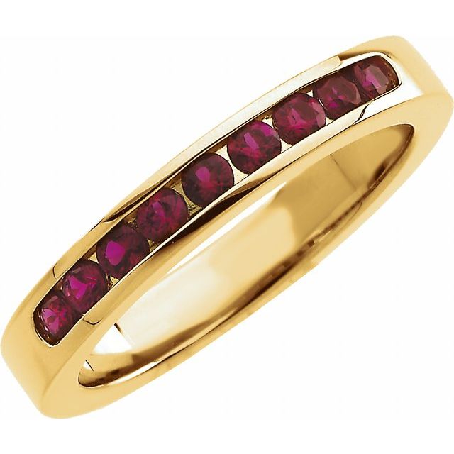 14K Yellow Natural Ruby Anniversary Band Size 7
