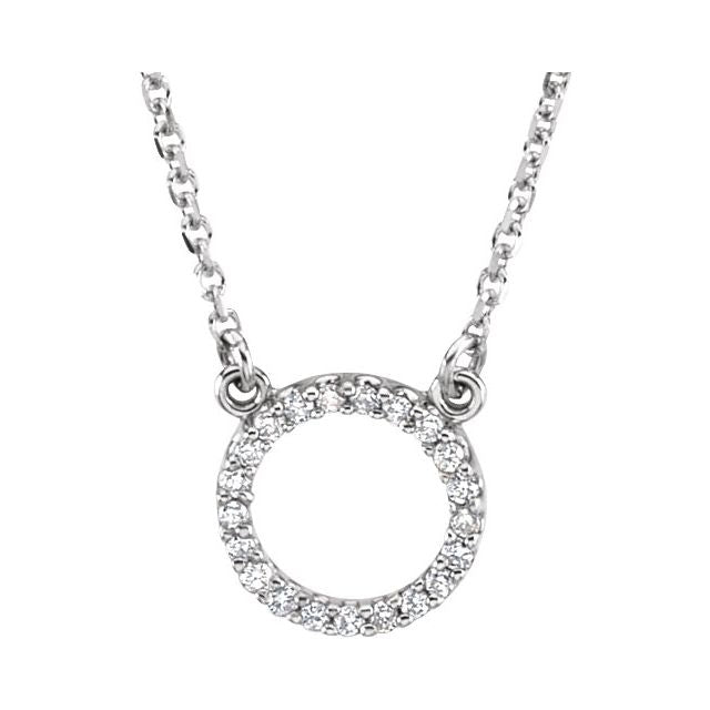 14K White .08 CTW Natural Diamond Circle 16' Necklace