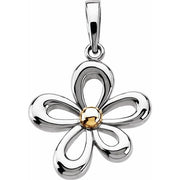 14K White/Yellow Flower Pendant