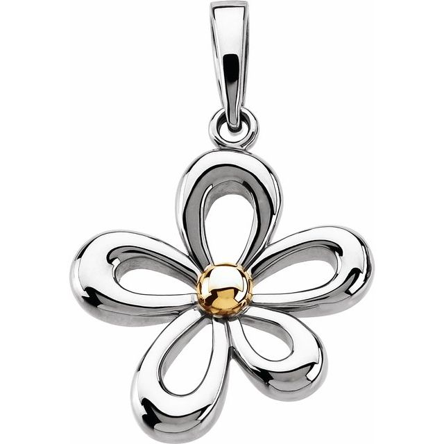 14K White/Yellow Flower Pendant