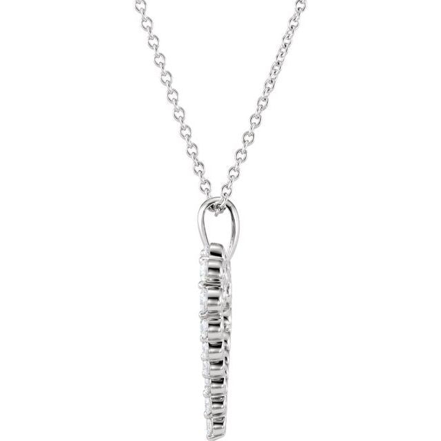 14K White 1 CTW Natural Diamond Heart 18' Necklace