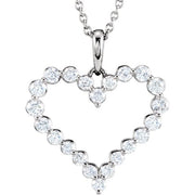 14K White 1 CTW Natural Diamond Heart 18' Necklace