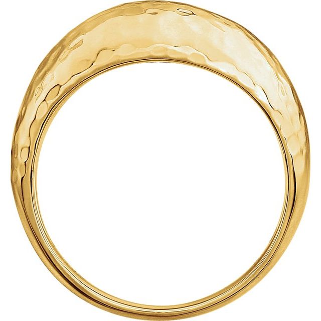 14k Yellow 12 Mm Hammered Dome Ring