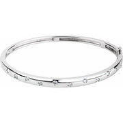 14K White 1/2 CTW Natural Diamond Bangle 6 3/4' Bracelet