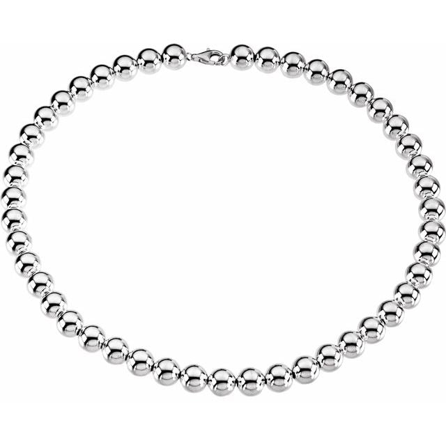 Sterling Silver 10 mm Hollow Bead 20' Chain