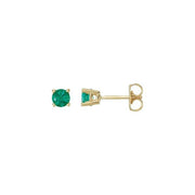 14K Yellow 4 mm Lab-Grown Emerald Earrings