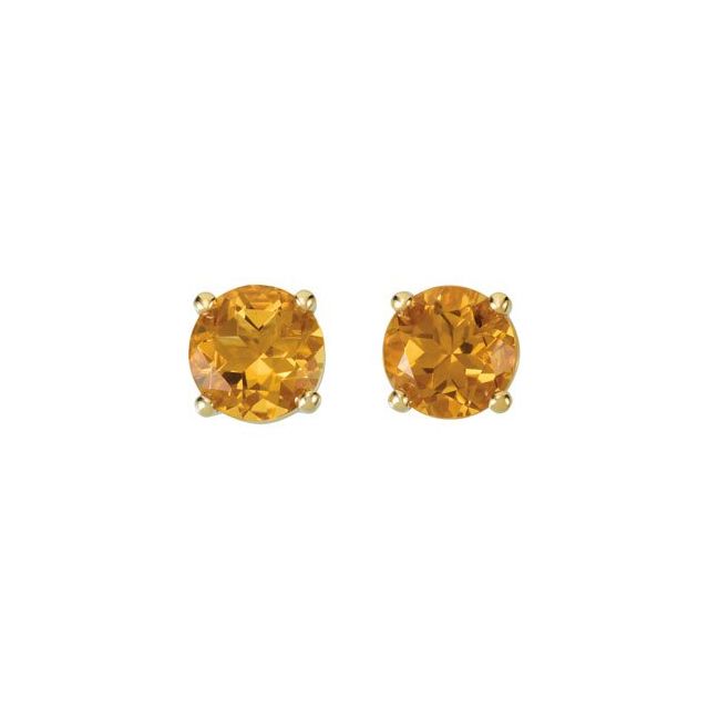 14K Yellow 6 mm Natural Citrine Earrings