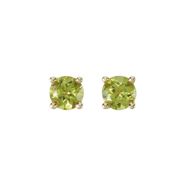14K Yellow 5 mm Natural Peridot Earrings