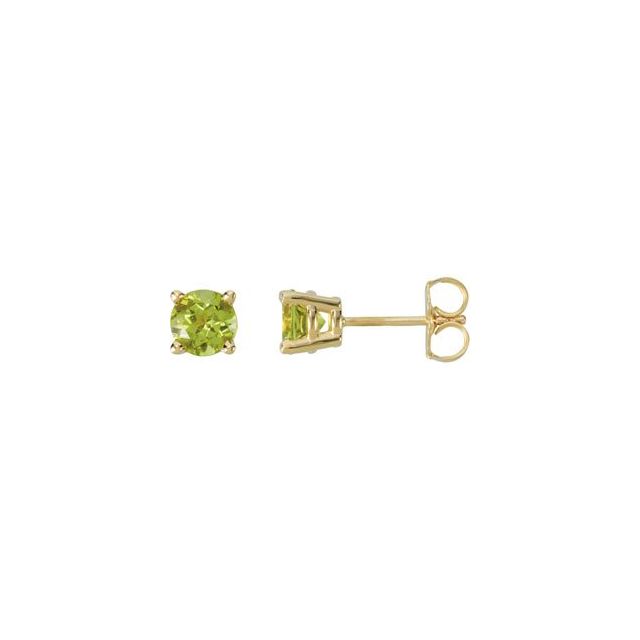 14K Yellow 5 mm Natural Peridot Earrings