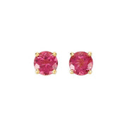 14k Yellow 6 Mm Natural Pink Tourmaline Earrings